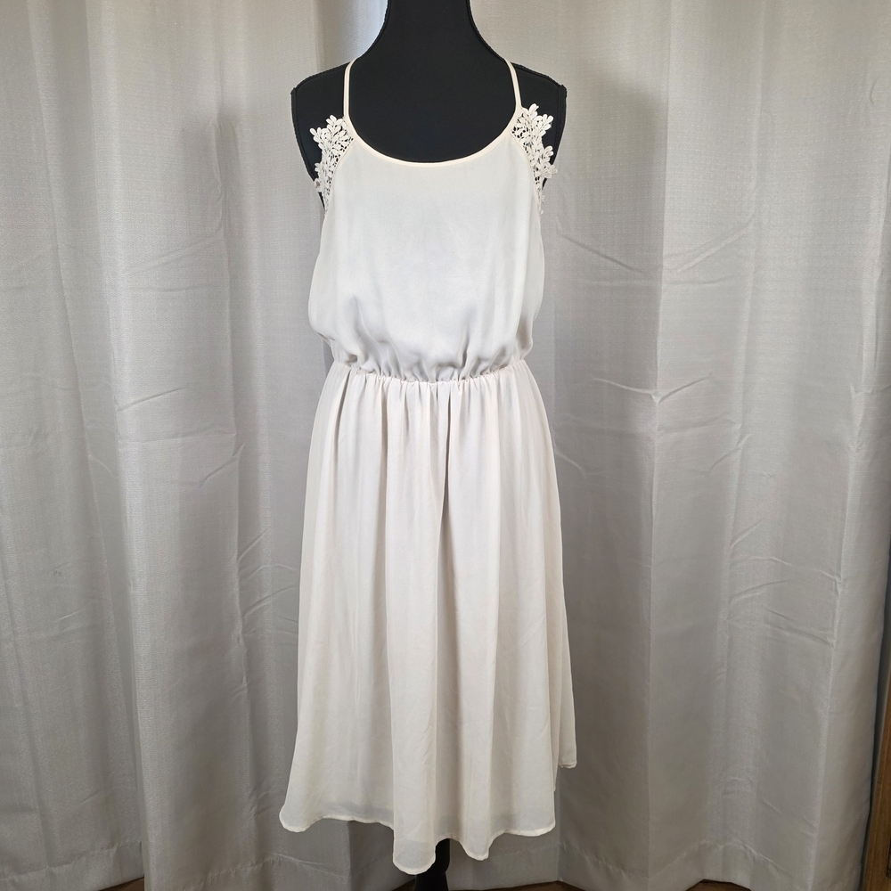Forever 21 Cream Lace Strap Cottagecore Dress Medium Ivory Flowy